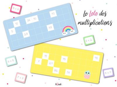 Loto des multiplications par tiDudi. Un jeu pour aider les enfants à apprendre les tables de multiplication.